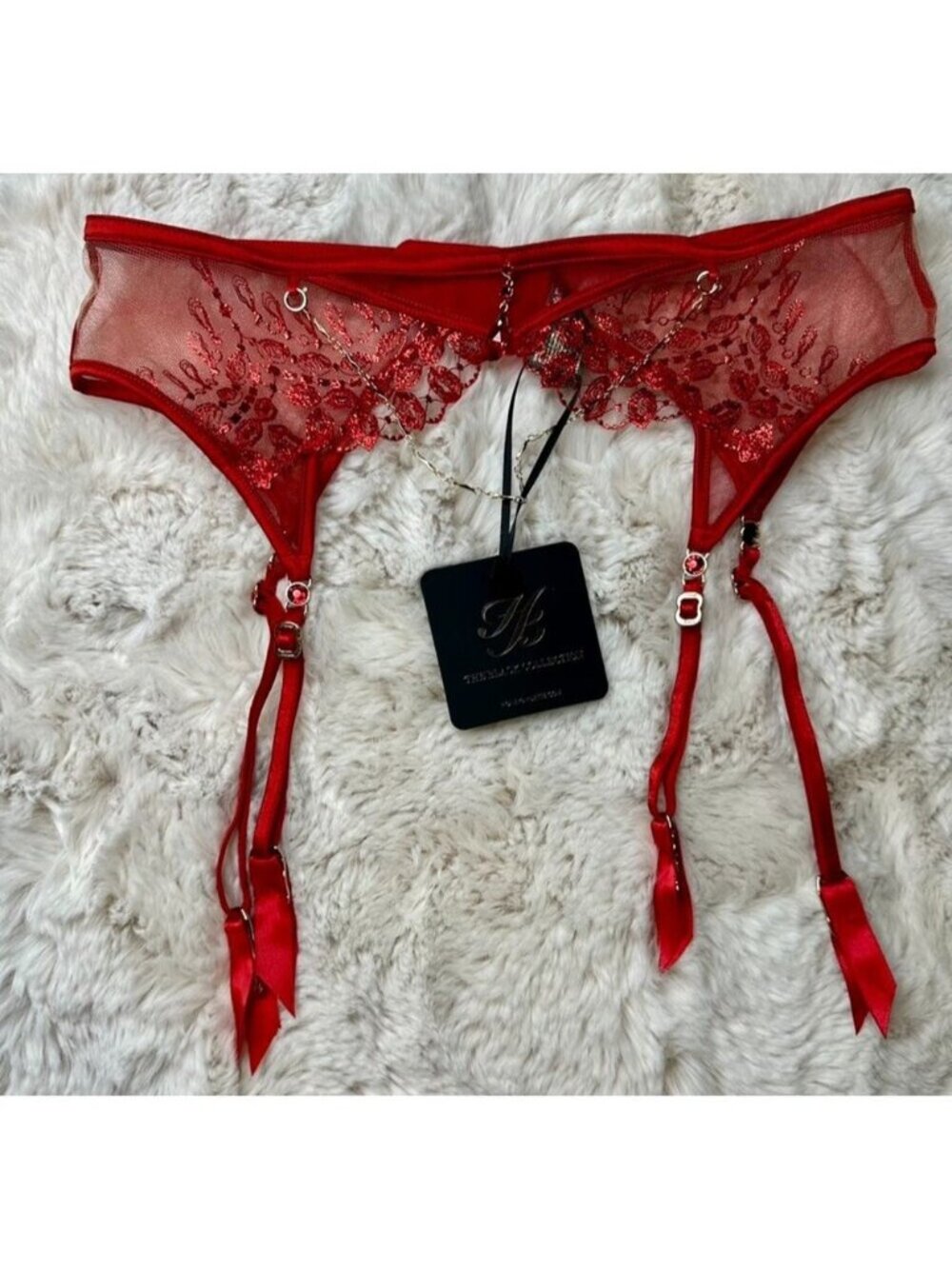 Honey Birdette RUBY ✨❤️ Red & Gold Garter Small